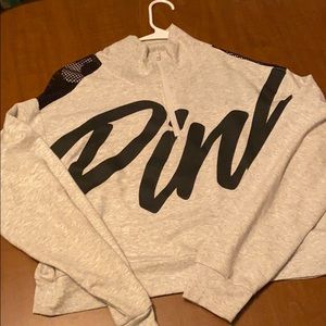 VS Pink quarter zip crop top sweatshirt